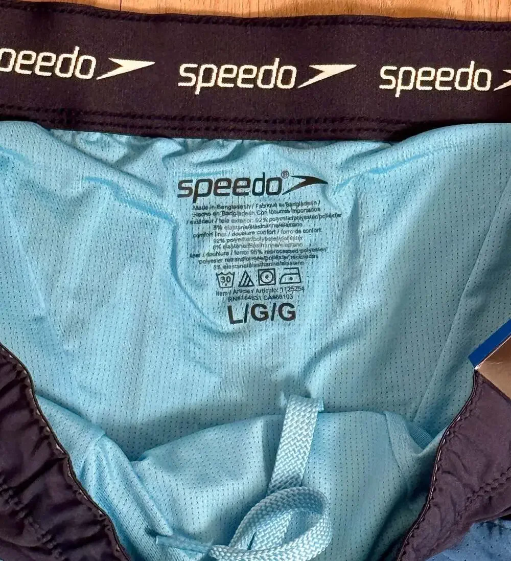 Speedo Men's Tech Volley Swim Shorts with UPF Protection, Blue Colorblock